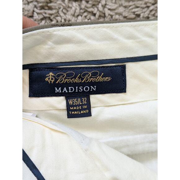 Brooks Brothers Trousers Mens Sz 35/32 Tan Wool Flat Front Madison Career Work - Picture 8 of 16